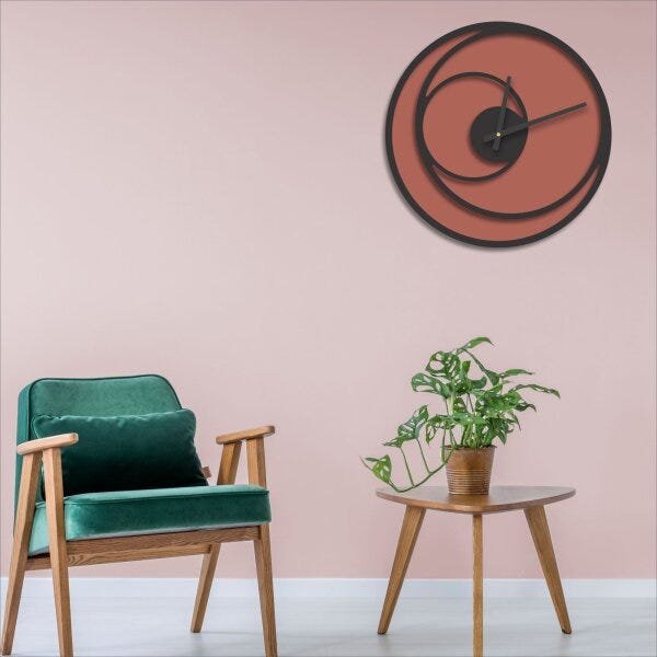 Relógio de Parede Premium Cobre Metálico com Relevo Preto Ônix 50cm - 2