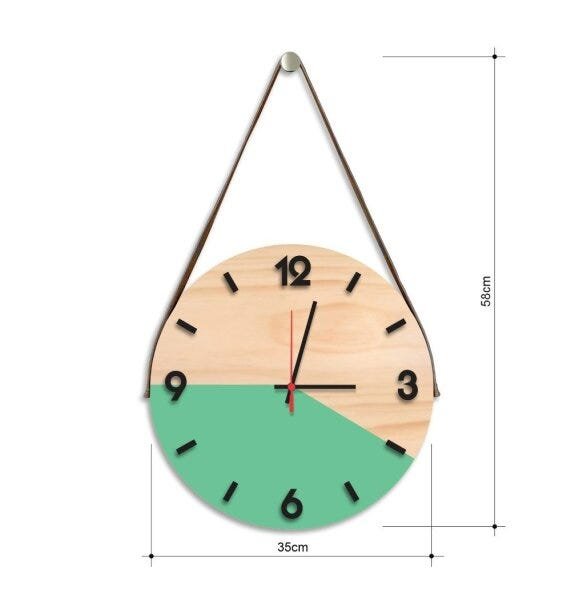 Relógio de Parede Decorativo Adnet Verde Claro com Números em Relevo Médio - 2