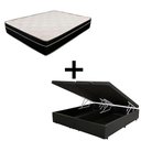 Ver imagem 1 de Cama Box Baú Casal 138 Bipartido Tecido Preto com Colchão Paris Molas Preto 67x138x188