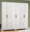 Ver imagem 1 de Guarda Roupa Solteiro 6 Portas 2 Gavetas com Pés 153cm Recife Branco - Carioca Móveis
