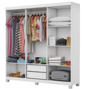 Ver imagem 2 de Guarda Roupa Solteiro 6 Portas 2 Gavetas com Pés 153cm Recife Branco - Carioca Móveis