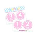 Ver imagem 1 de Adesivos Mesversário 1-12 Meses Kit Bebe Minimalista Rosa