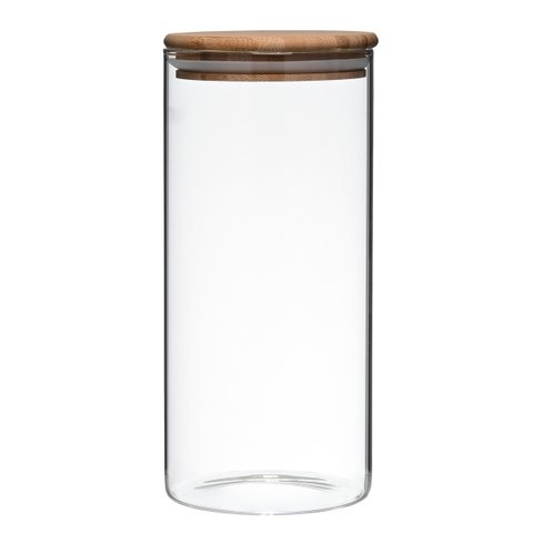 Pote de Vidro 1,300 ml com Tampa de Bambu Hermético Mimo Style Pote Hermético