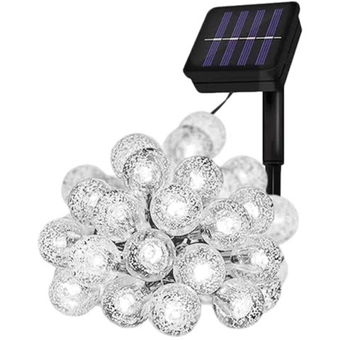 Pisca Cordão Bolinhas Solar Externo Jardim 20leds 5m Branco