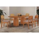 Ver imagem 1 de Conjunto: Mesa Sala Jantar Maldivas Curvo 180cm + 6 Cadeiras Havana Naturale - Linho Capuccino -