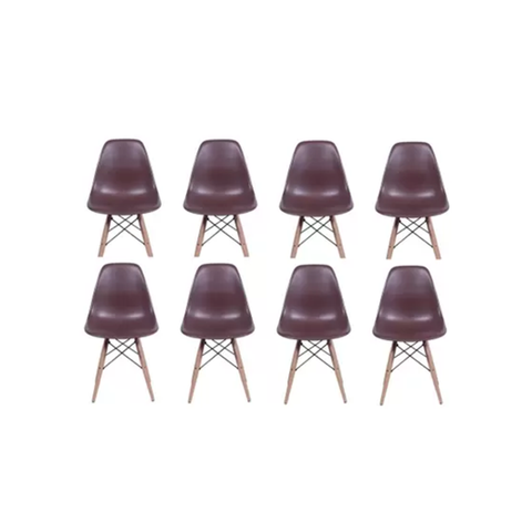 Kit 8 Cadeiras Charles Eames Eiffel Café Base Madeira Sala Cozinha Jantar - Bering