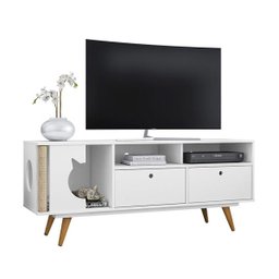 Rack Retro Tv até 55 Polegadasarranhador Pet Angora Branco Ac/branco Ac - 1