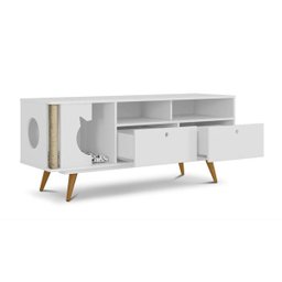 Rack Retro Tv até 55 Polegadasarranhador Pet Angora Branco Ac/branco Ac - 3