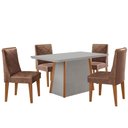 Ver imagem 2 de Mesa Jantar Diane 120cm Tampo MDF e Vidro 4 Cadeiras Isadora Moderna Tork Naturale Serigrafia Off