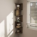 Ver imagem 2 de Prateleira de Canto Lyra 5 Nichos Decorativos Nogal para Sala Quarto Livros