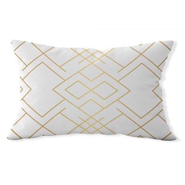 Capa de Almofada Baguete Own Geométrica Branca e Ouro- 45x32 cm - 1