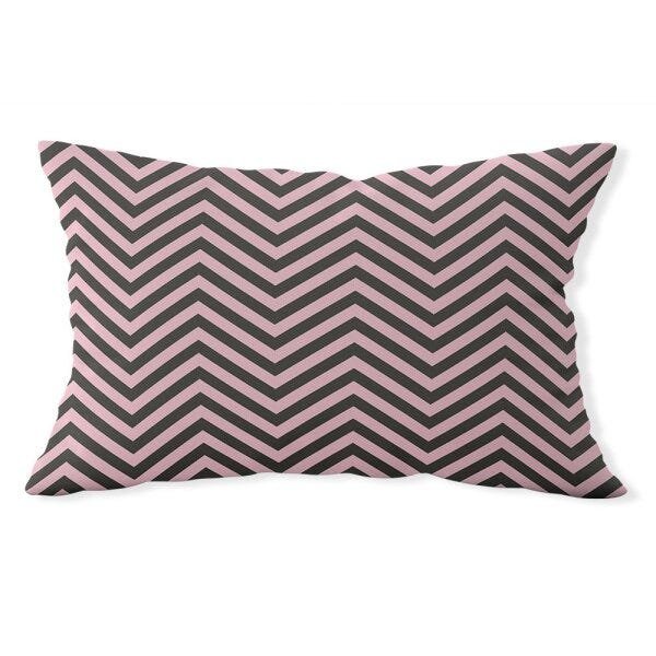 Capa de Almofada Baguete Own Chevron Preta e Rosa- 45x32 cm - 1