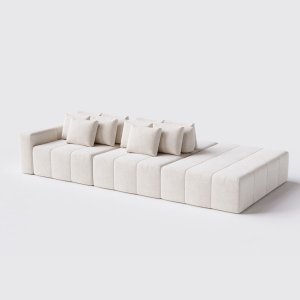 Sofá Modulado Ilha Santorini 2,30m X 1,80m em Linho Off White - Home Mobily