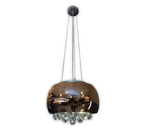 Lustre Milão Cúpula de Vidro Cobre 40cm Cristais K9 + Lâmpadas G9 3000K Brinde - 3