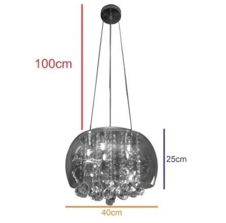 Lustre Milão Cúpula de Vidro Cobre 40cm Cristais K9 + Lâmpadas G9 3000K Brinde - 2