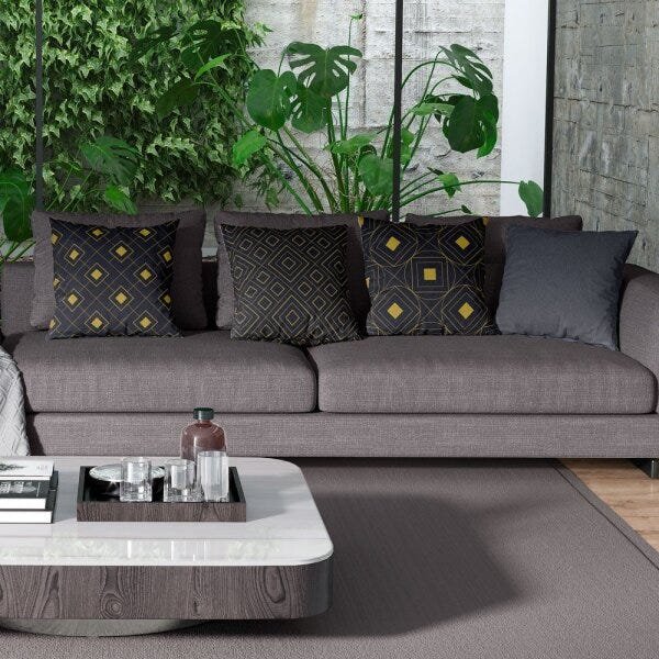 Kit 4 Capas de Almofadas Decorativas Own Geométricas Cinza Gold - 45x45 cm - 2