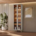 Ver imagem 4 de Cristaleira Decorativa Portas em Vídro Mdf Solari 70cm Luminária Led Jequitibá/gris Fosco G77 - Gran