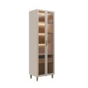 Ver imagem 1 de Cristaleira Decorativa Portas em Vídro Mdf Solari 70cm Luminária Led Jequitibá/gris Fosco G77 - Gran