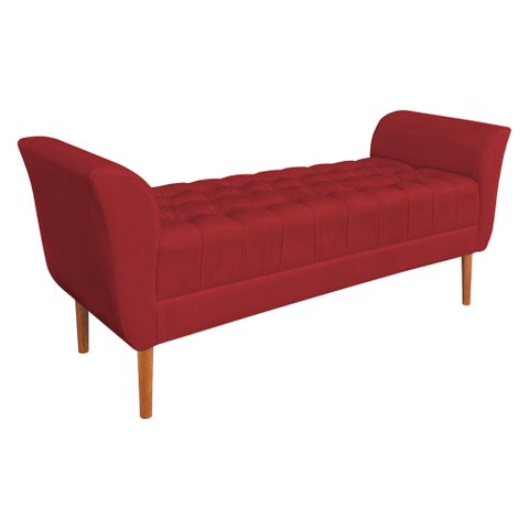 Calçadeira Recamier Casal 1,50m Londres Veludo - Pallazio Vermelho