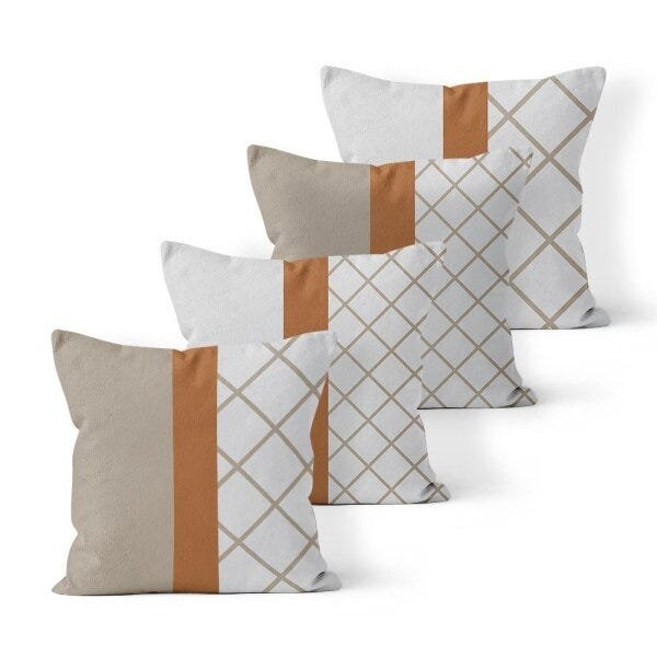 Kit 4 Capas de Almofadas Decorativas Own Geométricas Bege e Marrom- 45x45 cm - 1