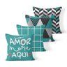 Kit 4 Capas de Almofadas Decorativas Own Geométricas O Amor Mora Aqui Verde - 45x45 cm - 1