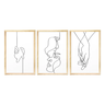 Kit 3 Quadros Decorativos Quarto Casal Minimalista Amor Moldura Pinus - 1