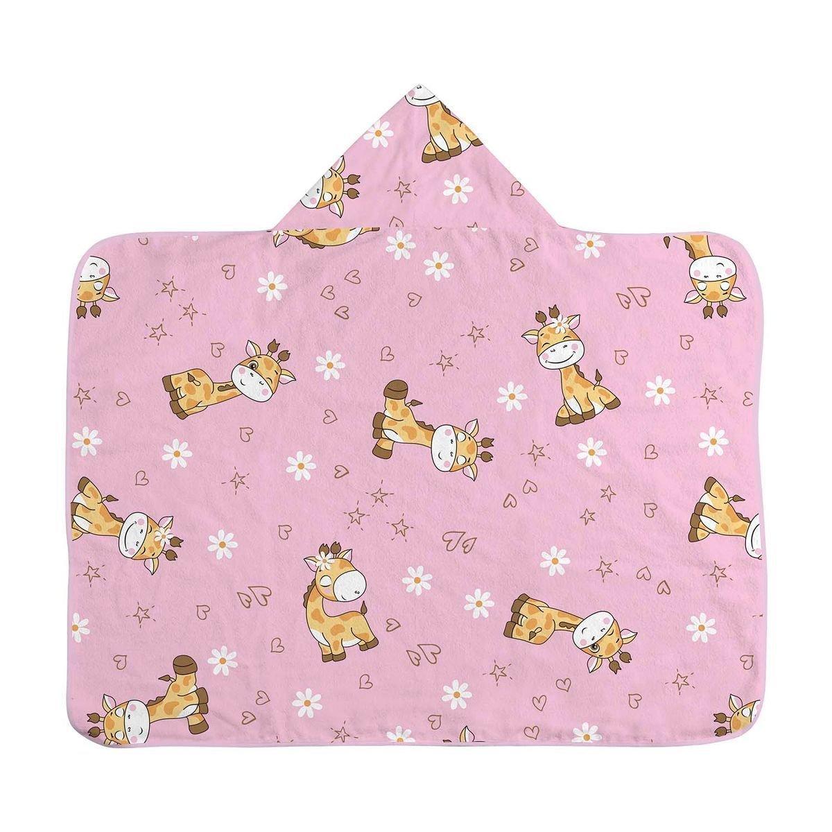 Toalha de Banho Bebe C/forro Bercinho: Girafa Rosa
