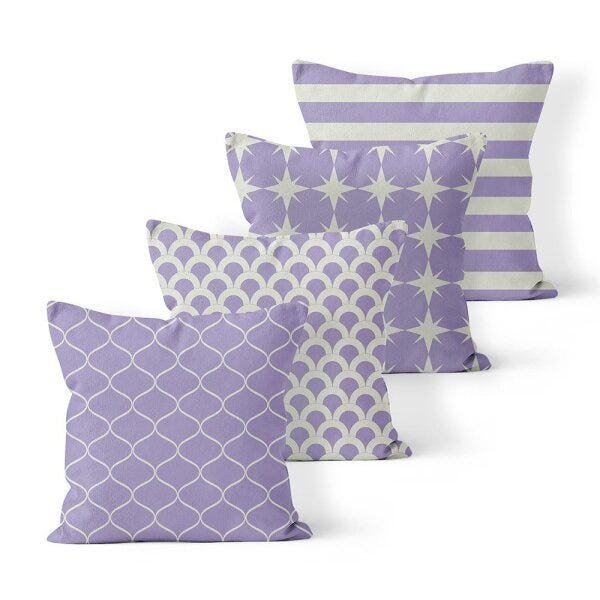 Kit 4 Capas de Almofadas Decorativas Own Estampas Lilás - 45x45 cm - 1