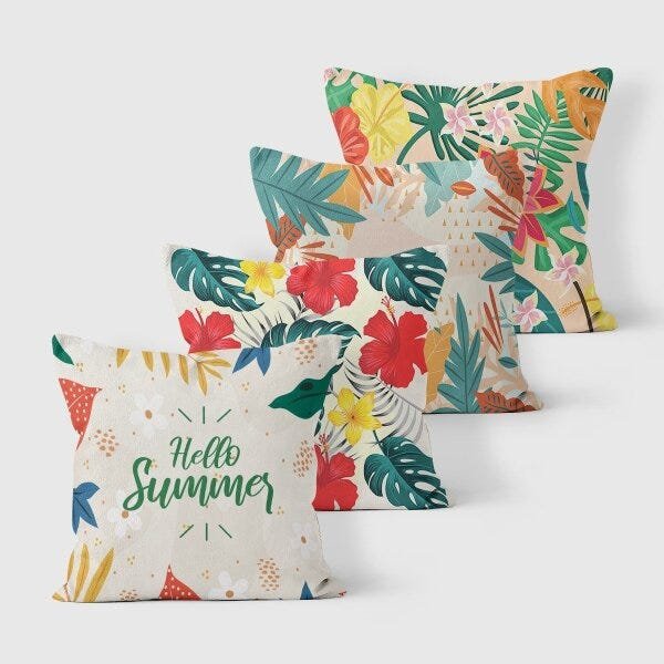 Kit 4 Capas de Almofadas Decorativas Own Hello Summer - 45x45 cm - 1