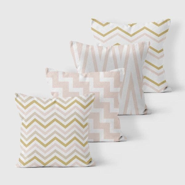 Kit 4 Capas de Almofadas Decorativas Own Chevron Rosê Gold - 45x45 cm - 1