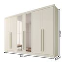 Ver imagem 4 de Guarda-roupa Casal Alba Plus 6 Portas 4 Gavetas 100% Mdf com Espelho Off White - Mademarques
