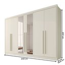 Ver imagem 4 de Guarda-roupa Casal Alba Plus 6 Portas 4 Gavetas 100% Mdf com Espelho Off White - Mademarques
