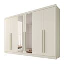 Ver imagem 2 de Guarda-roupa Casal Alba Plus 6 Portas 4 Gavetas 100% Mdf com Espelho Off White - Mademarques