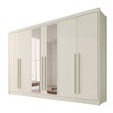 Ver imagem 2 de Guarda-roupa Casal Alba Plus 6 Portas 4 Gavetas 100% Mdf com Espelho Off White - Mademarques