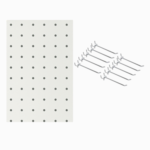 Kit Chapa Perfurada Reta Uv 120 X 60 Cm - Branco Glacial + 10 Ganchos de 5cm