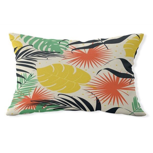 Almofada Baguete Own folhas coloridas - 45x32 cm - 1