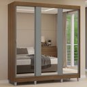 Ver imagem 1 de Guarda-Roupa Casal com Pés 3 Portas de Correr de Espelho Reno Madesa