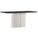 Ver imagem 1 de Mesa de Jantar Serena 180x90 cm com Vidro Off White Preto - New Ceval