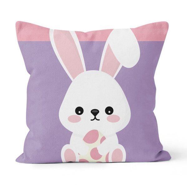 Kit 4 Capas de Almofadas Decorativas Own Coelhos da Páscoa Rosa e Lilás - 3