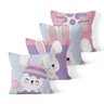 Kit 4 Capas de Almofadas Decorativas Own Coelhos da Páscoa Rosa e Lilás - 1