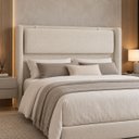 Ver imagem 2 de Cabeceira de Cama de Casal Estofada com Almofada Off White Alto Padrão