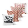 Kit 4 Capas de Almofadas Decorativas Own Feliz Natal e Enfeites Tons Rosa - 1