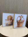 Ver imagem 3 de Kit 2 Quadros Infantis Safari Aquarela Leão e Girafa 22x22cm Moldura Crua