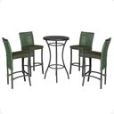 Ver imagem 1 de Mesa Bistro e 4 Banquetas Roma Preta Corda Náutica 12 Verde
