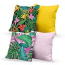 Ver imagem 1 de Kit 4 Almofadas Decorativas Own Flores Folhas e Lisas 45x45 - Almofada Completa