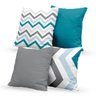 Kit 4 Capas de Almofadas Decorativas Own Geométricas e Lisas Azul e Cinza - 45x45 cm - 1