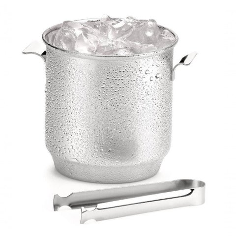 Balde de Gelo Bar com Pinça Inox Festa Bebidas Drinks 650ml Bar Verão Baldinho Bebidas Gelar