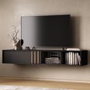 Ver imagem 1 de Rack Suspenso Linea para TV 160cm MDP com Suporte Preto Móveis Carraro