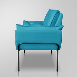 Poltrona Recepção Moderna de Luxo 12 Cores - Base de Ferro Preto - Azul Turquesa - 2
