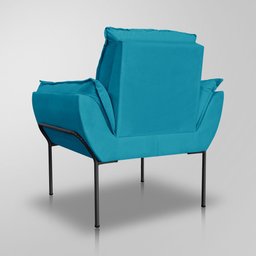 Poltrona Recepção Moderna de Luxo 12 Cores - Base de Ferro Preto - Azul Turquesa - 5